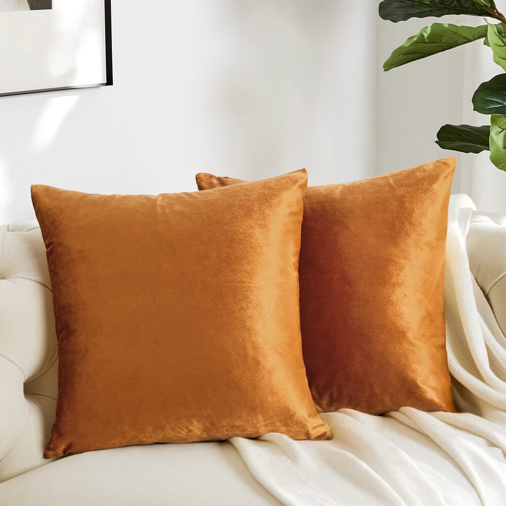 5806 Decorative Couch Throw Pillow Covers,Set of 2 Orange Square Pillow